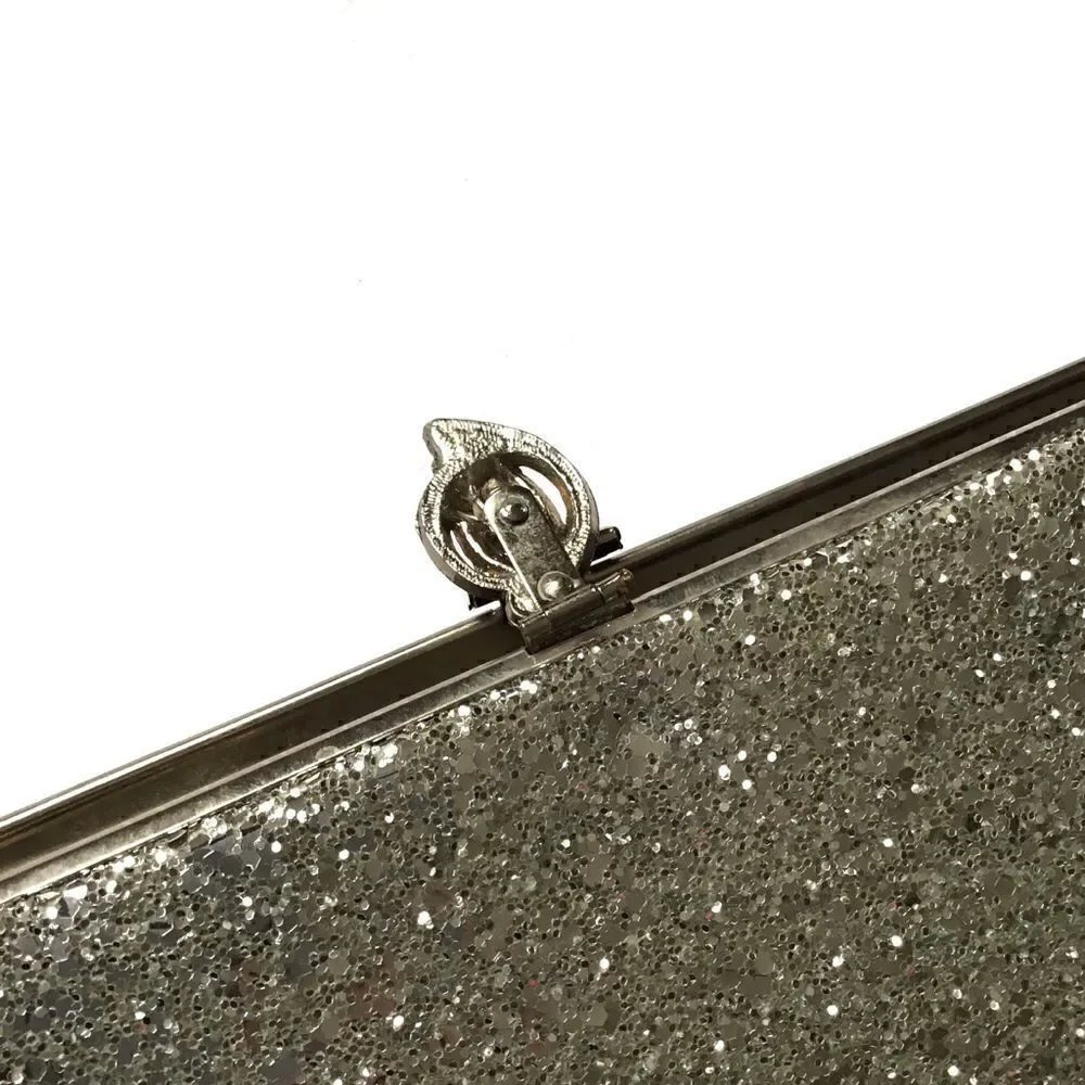 Vintage Silver Glitter Evening Clutch